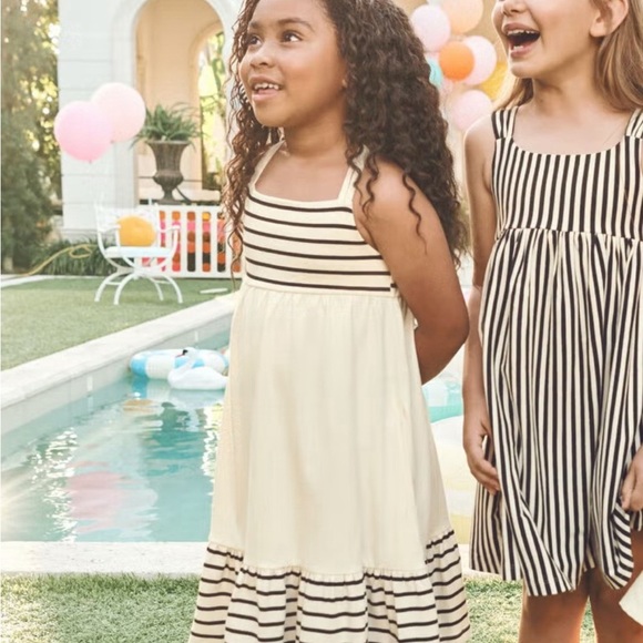 Hanna Andersson Striped Cream and Black Dress - Picture 3 of 7